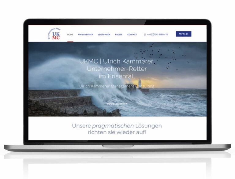 Webdesign Referenzprojekt designplus, Köln für den Unternehmens-Retter UKMC