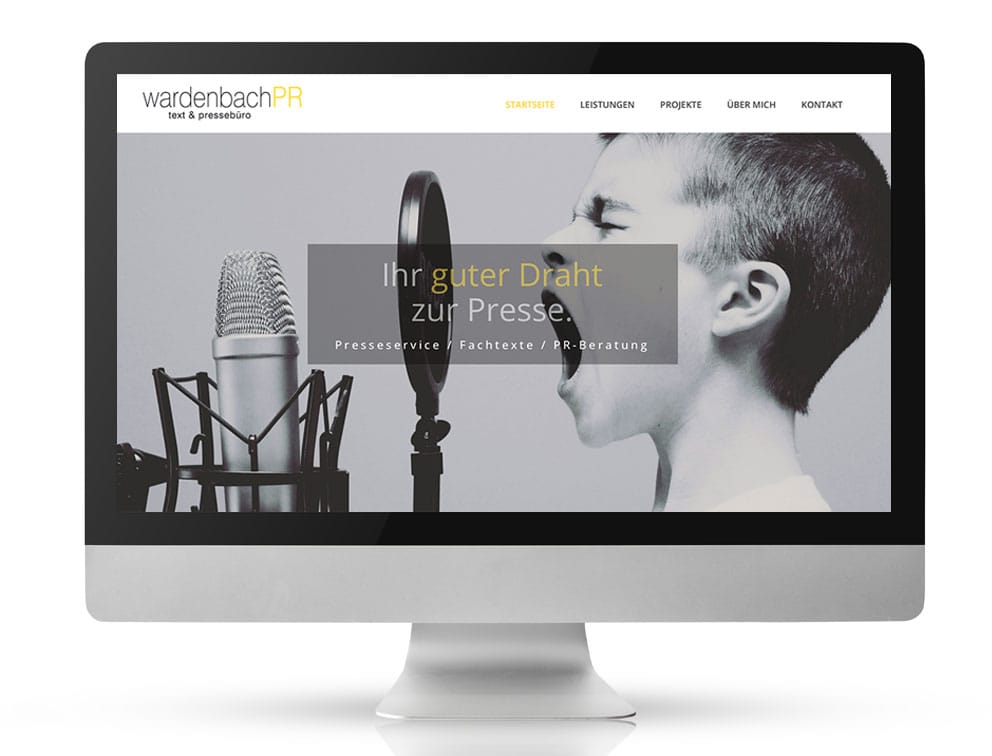 Webdesign Referenzprojekt designplus, Köln für die PR-Agentur Wardenbach