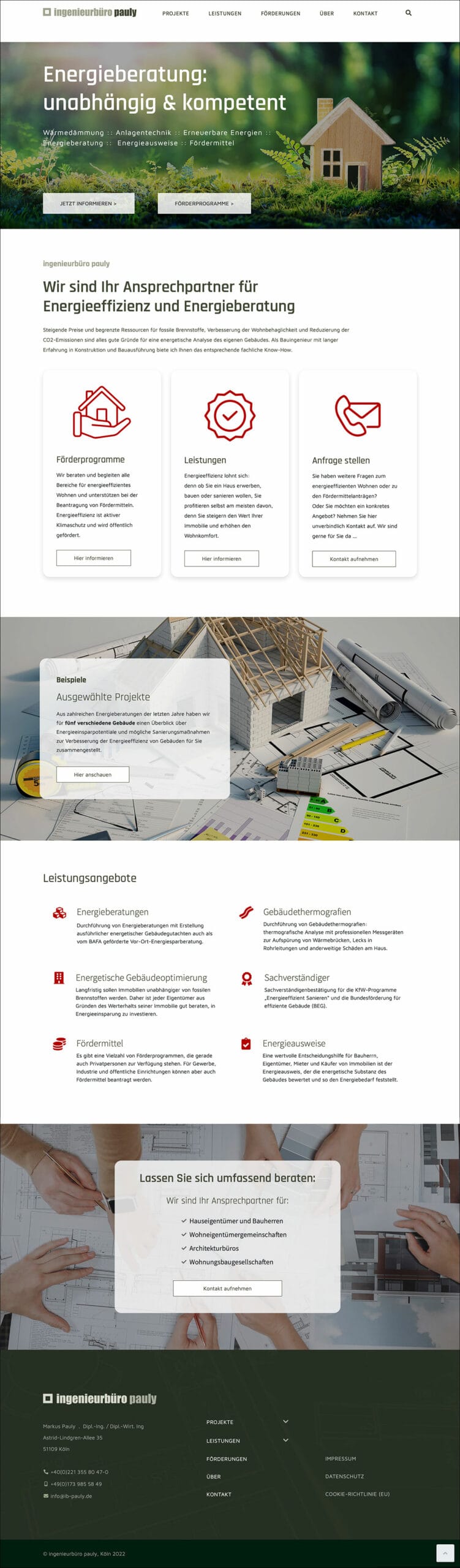 Webdesign Referenzprojekt designplus, Köln für die Energieberatung Ing. Pauly