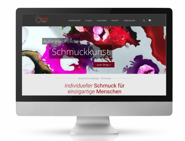 Webdesign Referenzprojekt designplus, Köln für die Goldschmiede-Online-Shop Katja Kempe in Köln