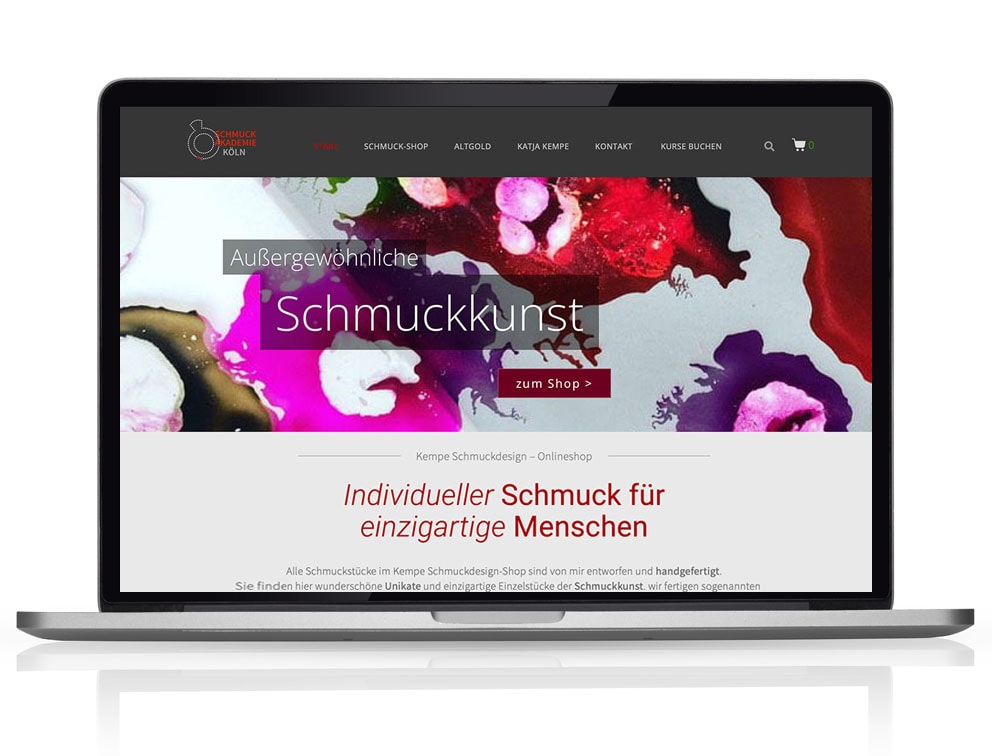 Webdesign Referenzprojekt designplus, Köln für die Goldschmiede-Online-Shop Katja Kempe in Köln